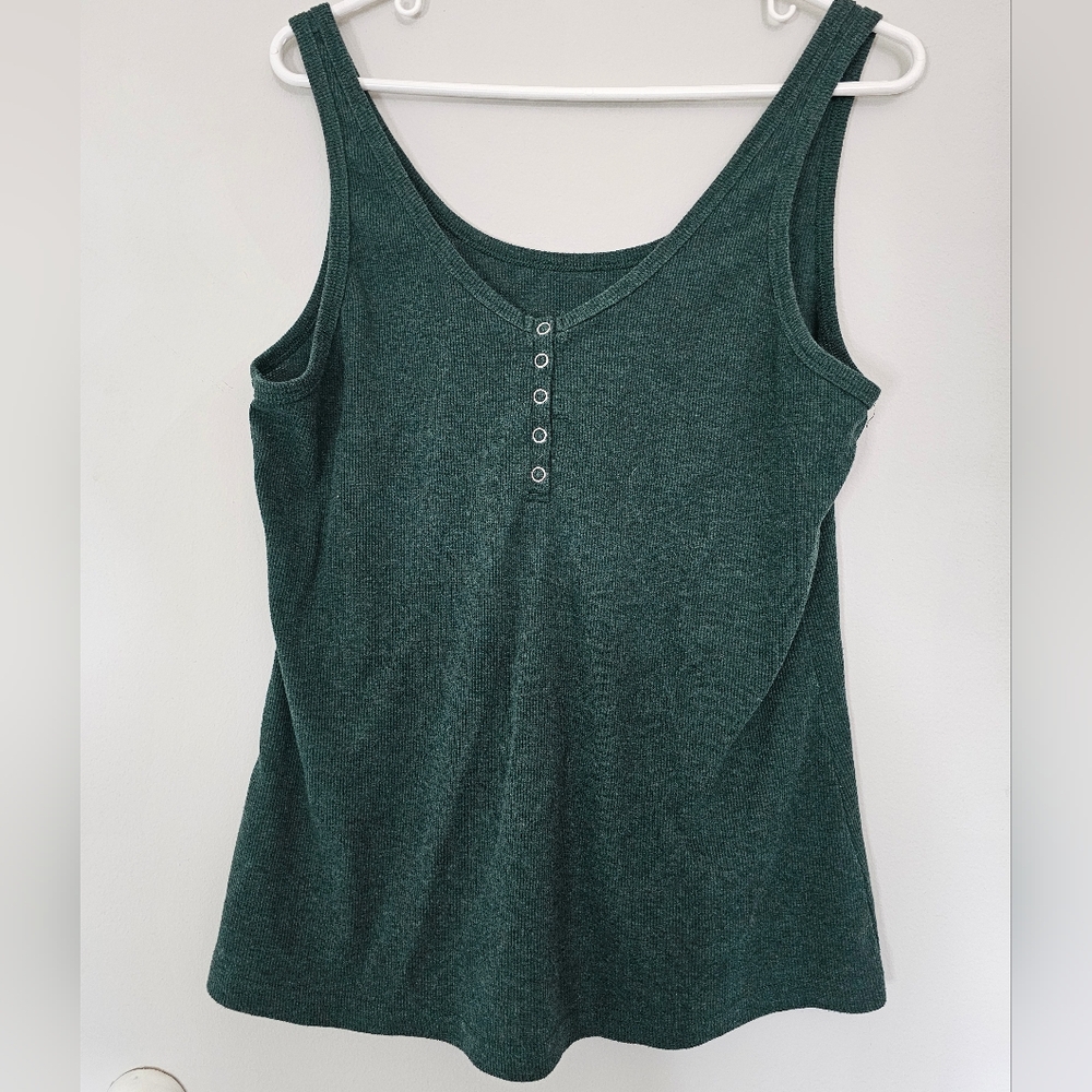 Army Green Ribbed Tank Top Women's Sz XL